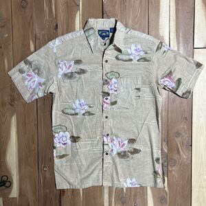 Vintage Weeds Mens Hawaiian Shirt Sleeve Button Up Shirt Size M 100% Cotton EUC